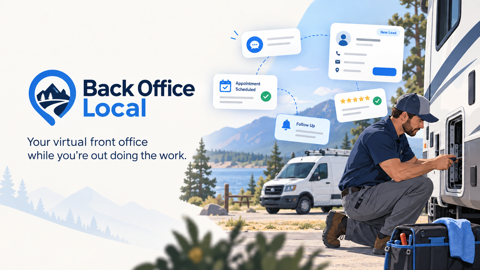 Back Office Local virtual front office supporting a mobile RV service technician
